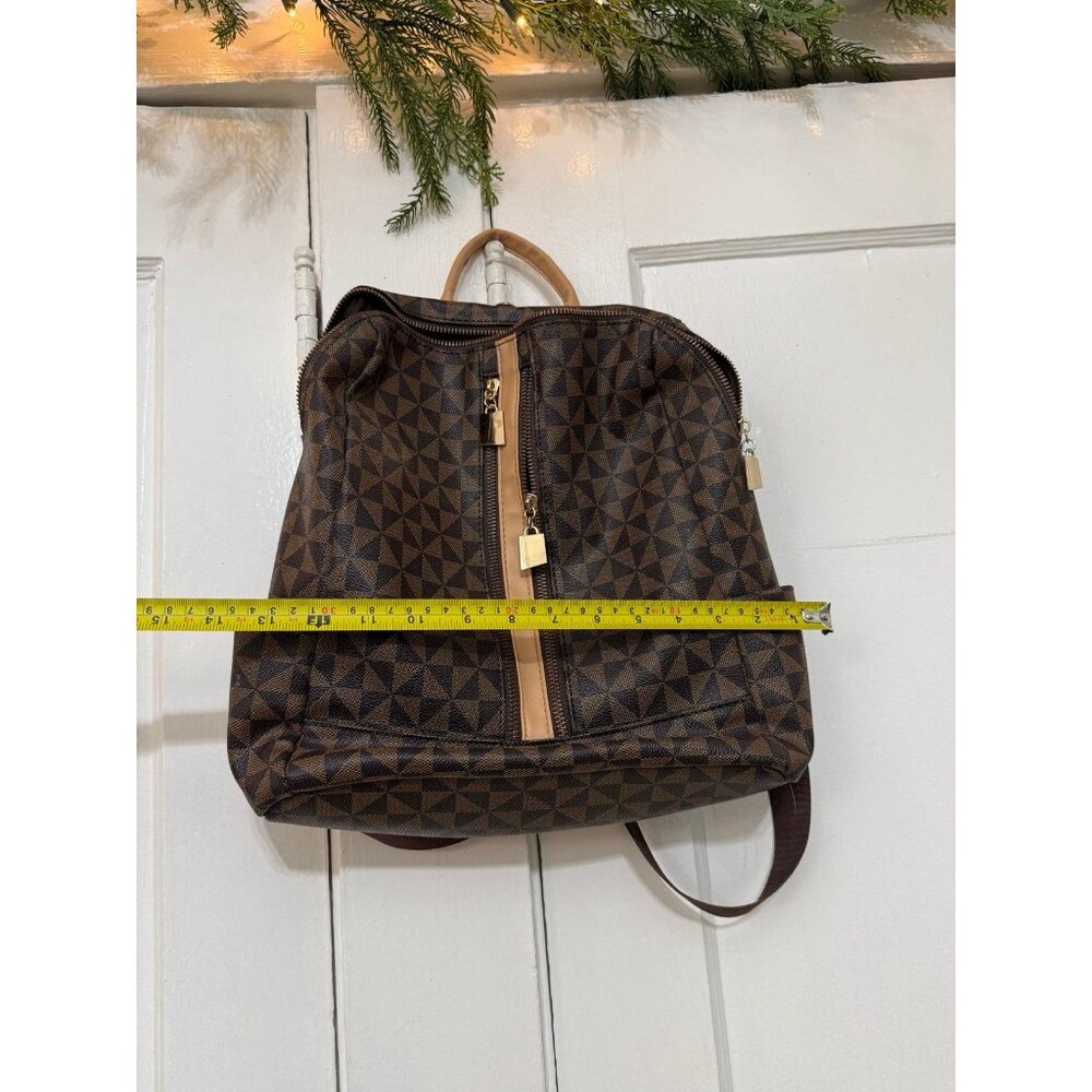 Brown Geometric Convertible Backpack - image 3